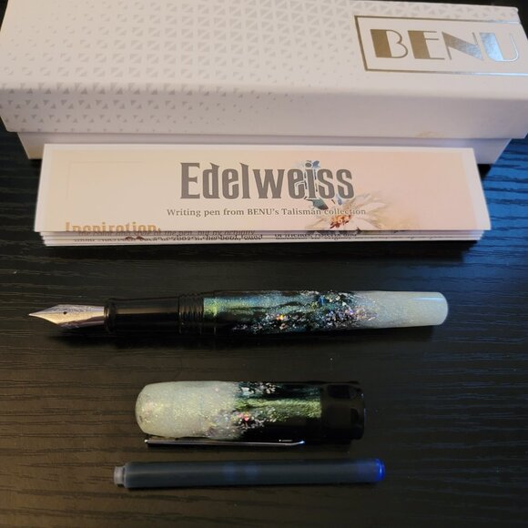 BENU Talisman Edelweiss Fountain Pen (used 4-5x) - Fine stainless steel nib - Picture 7 of 10